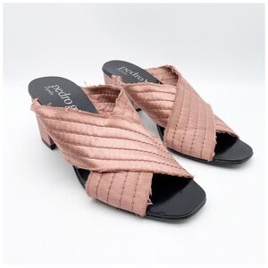 Pedro Garcia Xail‎ Satin Crisscross Slide Sandal in Pink Size 37